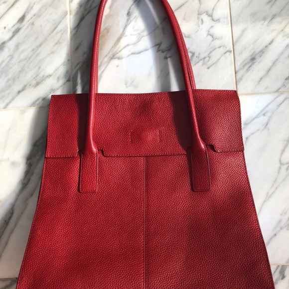 BANANA REPUBLIC PEBBLED LEATHER RED PURSE - Picture 6 of 9